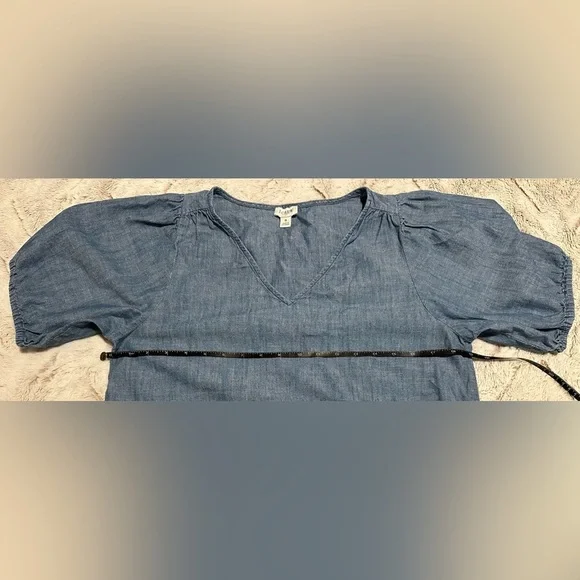J. Crew Blue Indigo V Neck Blouse - Picture 3 of 7